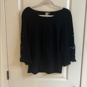 Black Women's Top with Lace Sleeves